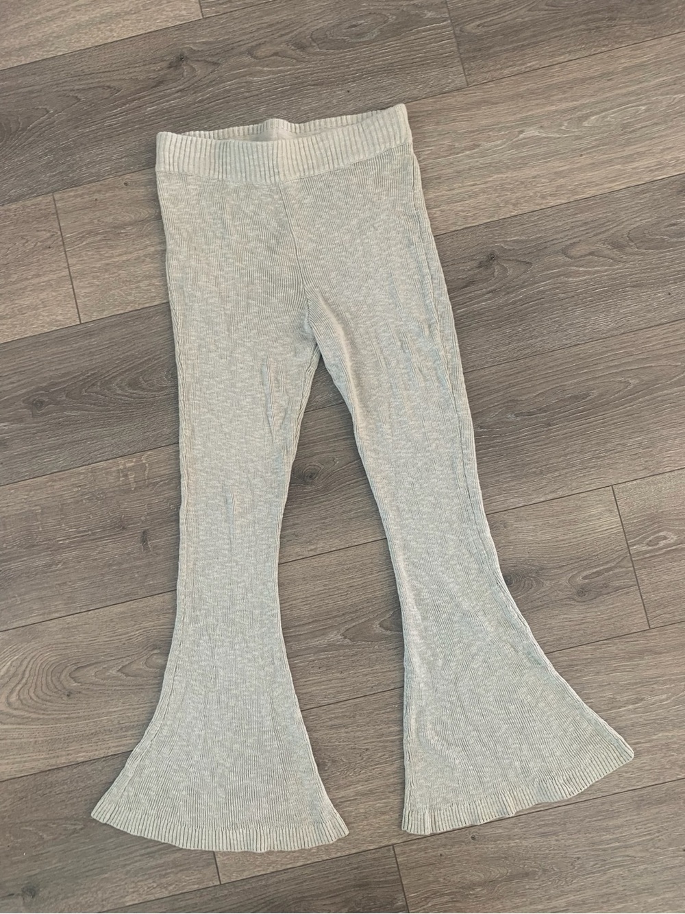 Free People FP Beach Beige Flare Leg Knit High Rise Linen Blend Boho Pants Small